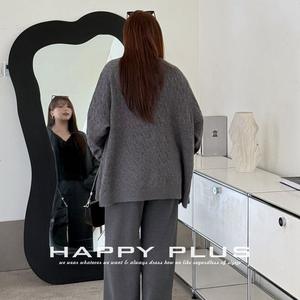 ชุดเสื้อสเวตเตอร์ถักสำหรับผู้หญิง Runqi แบบสามชิ้น สีพื้น ทรงหลวม กางเกงขายาวทรงกว้าง ไซส์พลัส สไตล์ลำลองแบบนักศึกษา รุ่น N9420 - Product Image 5