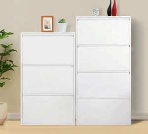 Zapatero de Diseño Sencillo y Ultrafino de Acero con Cubo Abatible, Juego de Gabinetes para Zapatos Colgante de Pared Suspendido para Porche de Familias Pequeñas - Product Image 4