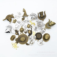 Colgante de aleación de Metal Vintage de avión de latón antiguo de plata dorada, etiquetas, accesorios de joyería, bolsa de bloqueo de llave de trébol de música de paz