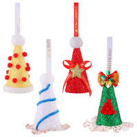 Adorno Navideño Colorido con Lentejuelas, Pequeño Sombrero con Cinta para Colgar, Regalo Navideño, Decoración para Árbol de Navidad
