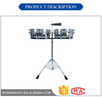 Factory Wholesale High Quality Steel Timbals Drum Set 13" 14" Double Braced Stand Percussion Instrument for Music School