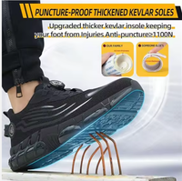 Bottes de travail industrielles pour hommes, respirantes, anti-écrasement, avec embout en acier, chaussures de sécurité à bouton automatique, chaussures de sécurité