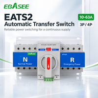 EBASEE 63A 3P 4P Commutateur de transfert automatique double alimentation (ATS) Classe CB 400V 10-63A, inverseur automatique et manuel