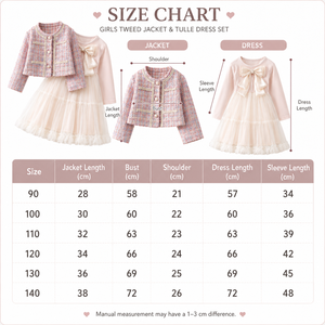 Completo 2 pezzi per <span class=keywords><strong>bambina</strong></span> 2026: Giacca in tweed francese a maniche lunghe e vestito in tulle traspirante per feste, abbigliamento <span class=keywords><strong>da</strong></span> principessa, boutique per bambini, lusso discreto - Product Image 5