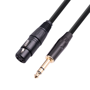 Cabo de Áudio para Microfone e Guitarra 6.35MM para XLR Fêmea, Adaptador Conversor Estéreo Balanceado com Revestimento em PVC, Em Estoque - Product Image 1