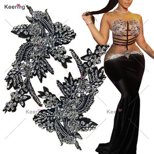 Precio al por mayor 3D Flor <span class=keywords><strong>de</strong></span> diamantes <span class=keywords><strong>de</strong></span> imitación cristal corpiño apliques faja hombro vestido parches para cumpleaños vestido <span class=keywords><strong>de</strong></span> graduación WDP-296 Keering - Product Image 4