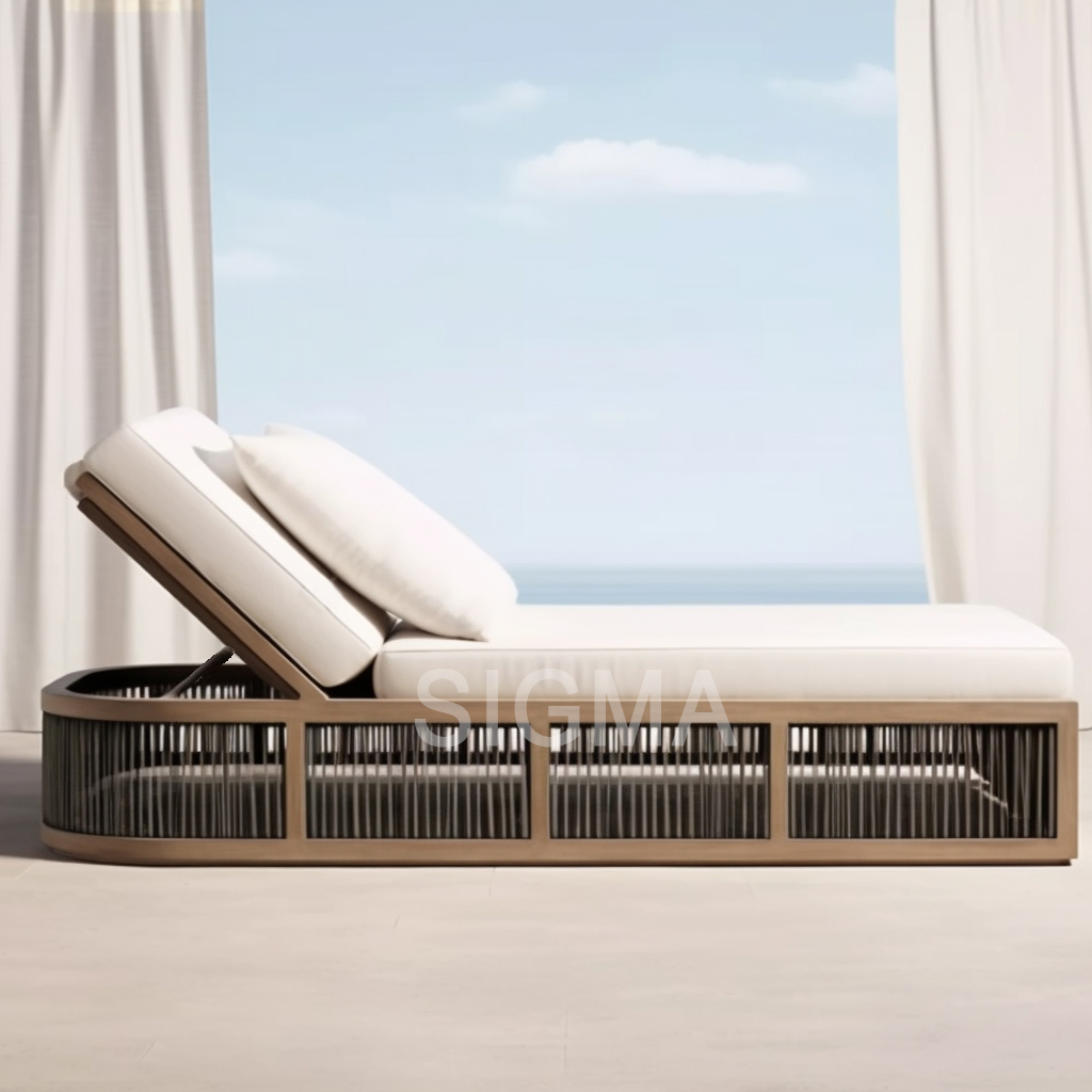 Wholesale Patio Set Outdoor Furniture Rope Chaise Lounge With Cushion