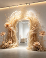 G-046 Décoration de mariage élégante avec des fleurs géantes de couleur champagne pour la cérémonie de mariage sur la plage, décoration de fond