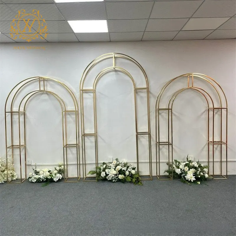 High Quality Metal Arch Gold Iron Wedding Arch Backdrop Flower Arch Stand for Party Event Wedding Decoration