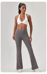 Wholesale Sexy Halter Yoga Bra Twist Front <b>Low</b> <b>Back</b> Sports Bra Removable Padding Deep V Neck Pilates Gym Workout Crop <b>Top</b> - Product Image 5