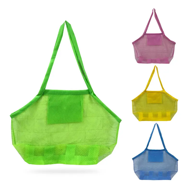 Hot Sale Wholesale Kids Sand Away Foldable Beach Tote Bag Toys Storage Mesh Bag