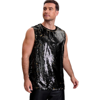 Débardeur à paillettes pour homme adulte, idéal pour la scène, le spectacle, les soirées disco, gilet métallique scintillant sans manches
