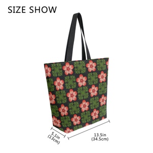 Bolsa de Compras Reutilizable de Lona con Diseño de Flor de Hau Hawaiana, Abertura Amplia, Estampado Personalizado, con Bolsillo - Product Image 3