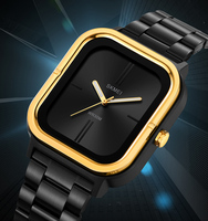 Reloj de Pulsera de Cuarzo Rectangular para Hombre, con Correa de Acero Inoxidable y Cristal, Resistente al Agua, Estilo Minimalista y Moderno