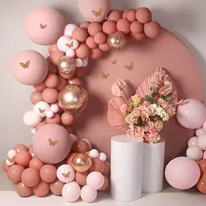 Dusty Roze Ballon 145 Stuks Vlinder Ballon Guirlande Boog Met 12 Stuks Vlinder Stickers Voor Baby Shower Verjaardagsfeestje Bruiloft