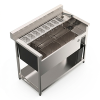 Unit Bar Counter Modular Baja Tahan Karat 304 316 Kustom, Unit Wastafel Bawah Bar, Rak Es Speed Rail 165L, Dapur Luar Ruangan Modular