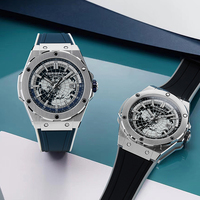 Prêt à expédier montres de luxe en acier inoxydable boîtier cadran lumineux mouvement automatique montre de sport pour hommes