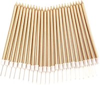 Bougies longues et fines pour gâteau d'anniversaire avec supports, or métallisé, faites à la main, non parfumées, pour décoration intérieure, Diwali, Pâques, bars et autres décorations