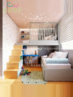 Lit superposé à structure décalée multifonctionnel intégré avec bureau, armoire de rangement et bibliothèque, fabrication sur mesure pour enfants