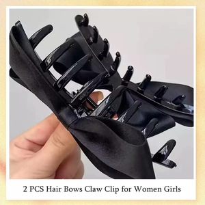 Pince à cheveux style Hepburn sophistiquée avec nœud en ruban noir, pince requin pour chignon, bandeau princesse évasioniste avec pince à cheveux - Product Image 4