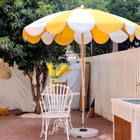 Parasol de plage vintage HH Luxury Boho Patio en macramé Poteau en bois et aluminium Parasol de plage à franges imperméable avec pompon