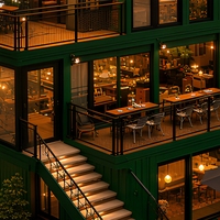 Restaurant en conteneurs à 3 étages, bâtiment modulaire en acier prêt à assembler, café modulaire personnalisé, certifié CE ISO
