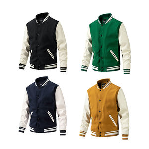 Veste de baseball personnalisée à manches longues avec impression de haute qualité pour hommes Veste patchwork avec logo brodé - Product Image 1