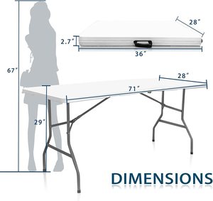 Hot Sale 6ft 180cm in Half Outdoor Events Wedding Rectangular White HDPE Picnic Dining Plastic Folding <b>Table</b> - Product Image 3