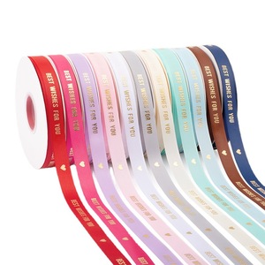 RIBBON Grosgrain Ribbon 1C57 Best Wishes For You Gold Foil Gift Packaging Valentine's Day Wedding Decor - Product Image 5