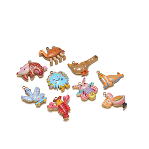 Breloques mignonnes en acier inoxydable plaqué or 18 carats, motifs abeille, petit monstre, écrevisse, oiseau, taupé, chameau, canard, manchoir, pour <span class=keywords><strong>la</strong></span> fabrication de bijoux - Product Image 5