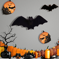 Réaliste simulé chauve-souris modèle rustique en peluche réaliste Animal sauvage Figure décoration Halloween scène blague accrocher ornements en fourrure