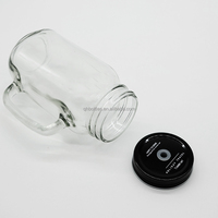 Verre à boisson 120ml 250ml 360ml 480ml 650ml 730ml en verre Mason avec poignée et couvercle métallique, paille incluse, pour jus de fruits