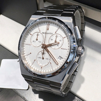 Jam Tangan Chronograph PRX Olahraga Bisnis Pria Jam Tangan Multifungsi Dial Tanggal Putih Tahan Air Jam Tangan Baja Tahan Karat Bercahaya T137