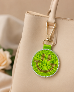 Sstringz Handmade Smiley Face Beaded Keychain Cute Acrylic Bead Key Holder Fashion Accessory for Women Girls Kids and Teens - Product Image 1