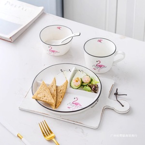 Ceramic Divided Plate 3-Compartment Meal Plate For Weight Loss Healthy Eating Kids Adults Porcelain Dinnerware Set - Product Image 4