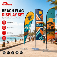 Drapeau de plage portable FEAMONT, bannière en forme de larme pour signalisation d'information des clients des complexes hôteliers, publicité pour activités côtières en extérieur