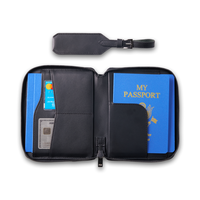 Ensemble d'étiquettes à bagages personnalisées pour passeport et document de voyage, pochette, sac organisateur de voyage, porte-passeport de luxe, en cuir végétalien pour hommes