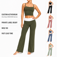 Ensemble de yoga personnalisé avec logo, coussinets de soutien-gorge intégrés, bretelles fines, respirant, color block, taille haute, séchage rapide, athlétique, XXL