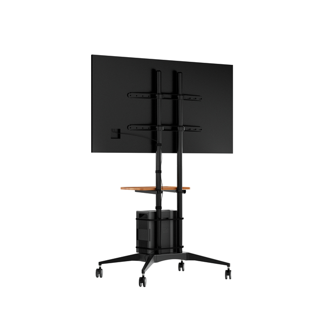 Adjustable Height TV Mount Stand with Wheels Mobile LCD Screen Floor Cart Height Adjustable DVD Shelf for TV & DVD Storage