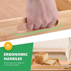 Plateaux de table en bambou pour manger sur le canapé, plateaux en bois de bambou pour comptoir de cuisine rectangulaire, assiette de service en bois - Product Image 4