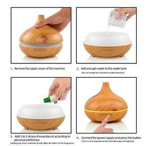 Humidificador eléctrico de gran capacidad de grano de madera oscuro y claro de 500ml Difusor de aroma de luz LED de 7 colores - Product Image 4