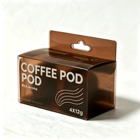Boîte de rangement pour boissons en PVC transparent recyclable pour café et thé, design pliable avec crochet, laminage mat, logo personnalisé, impression UV