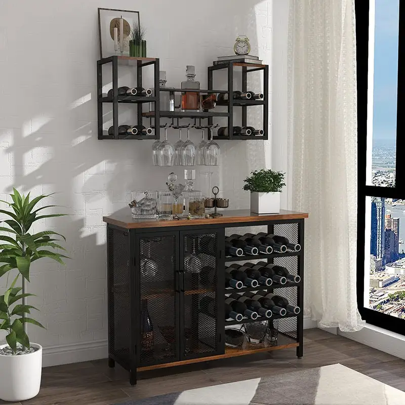 Portabottiglie per vino con montaggio a parete con Display a bottiglia di colore personalizzato semplice, portabottiglie in vetro per vino appeso a prezzi economici all'ingrosso