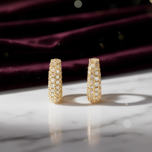 Orecchini a Cerchio Dorati E3855 con Cristalli e Strass, Gioielli Placcati Oro per Uso Quotidiano Femminile - Product Image 2