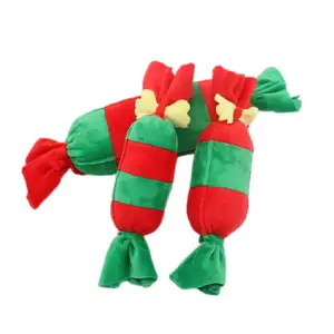 Custom OEM Pet Christmas Gift Plush Candy Toy Dog Play Cat Toy Christmas Dog Enrichment Toys