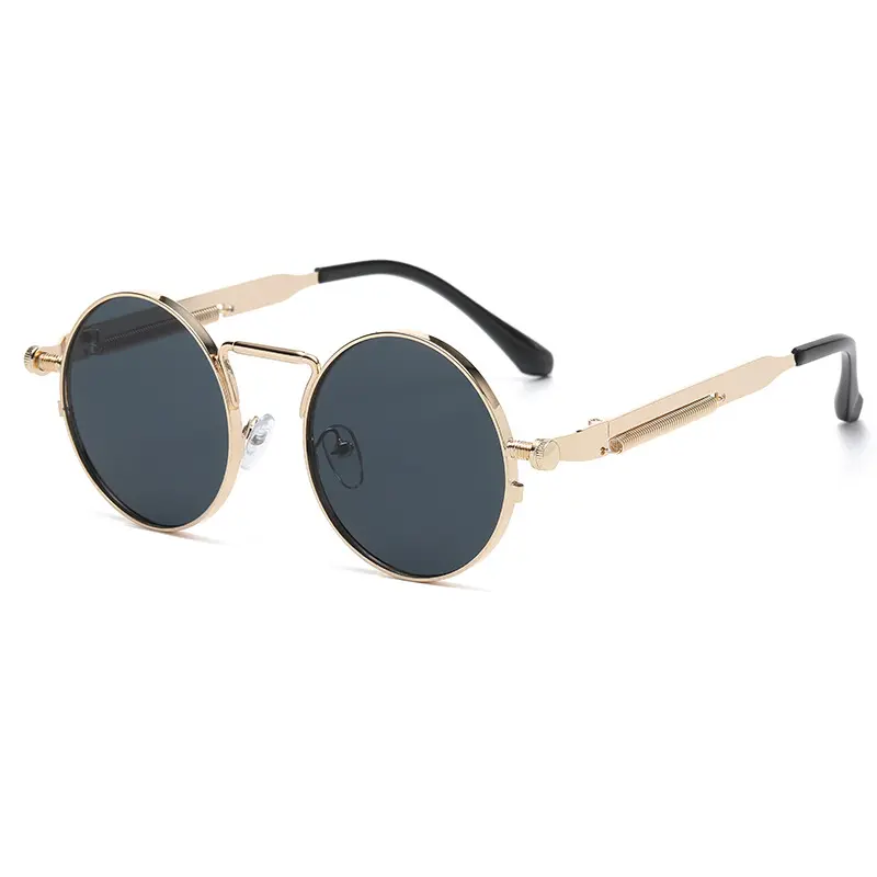 Gafas de sol retro de moda de metal redondas pequeñas de verano de alta calidad gafas de sol Vintage para mujeres y hombres gafas de sol 2024