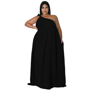 Cross-Border 2022 Summer New European/American Style Plus-Size Women's Sleeveless One-Shoulder Halter Sexy Backless Solid <strong>Dress</strong> - Product Image 4