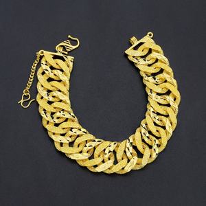 Jxx Venta al por mayor Pulsera de cadena cubana chapada en oro de 24K, cadena gruesa personalizada estilo Hip-Hop para hombre con diamantes, brazaletes de cadena cubana - Product Image 6