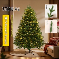 Hochwertiger Künstlicher Weihnachtsbaum aus Reinem PE 4,9-10 Fuß mit Eingebauten LED-Lichtern 500-1000 Warmweißen Lichtern Steckerbetrieben für Innenraumdekoration