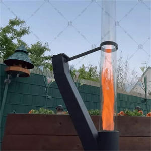 Calentador de pellets independiente moderno, estufa de cohete, Metal negro con <span class=keywords><strong>tubo</strong></span> de vidrio, chimeneas de acero para instalaciones de patio contemporáneas - Product Image 3